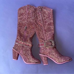 Knee high sheriff shine pink bling cowboy boots